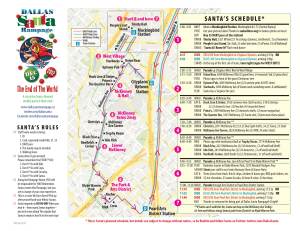 Map route and schedule for Dallas Santa Rampage 2012